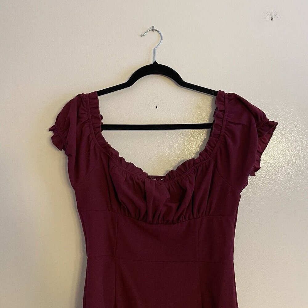 LA Hearts PacSun Women M Burgundy Y2K Square Neck Shirred Bodycon Mini Dress NWT - Picture 7 of 15